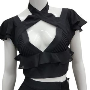 Nasty Gal Y2K Choker Neck Crop Top Goth Grunge Festival Rave EDM